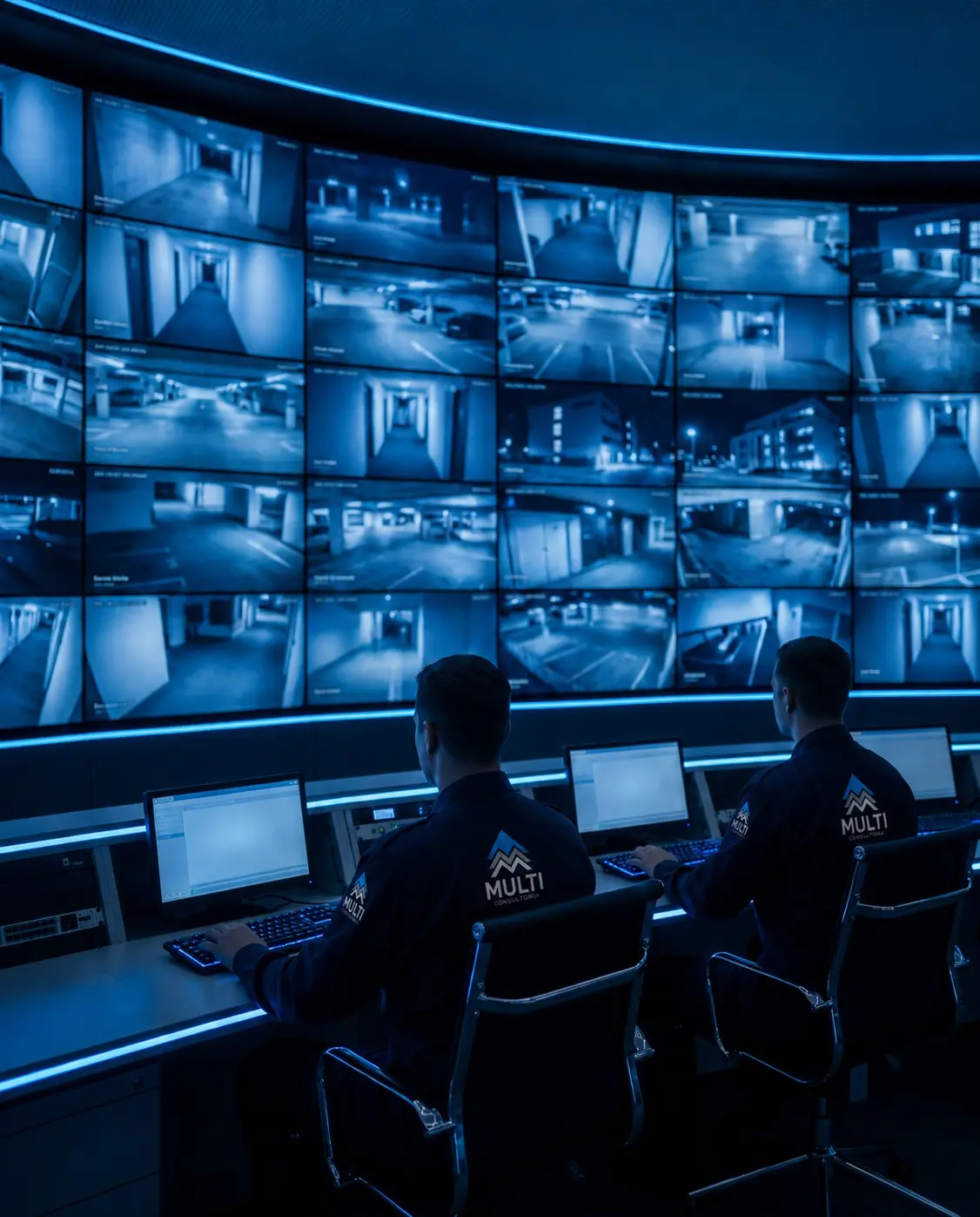 Central de monitoramento eletrônico com CFTV
